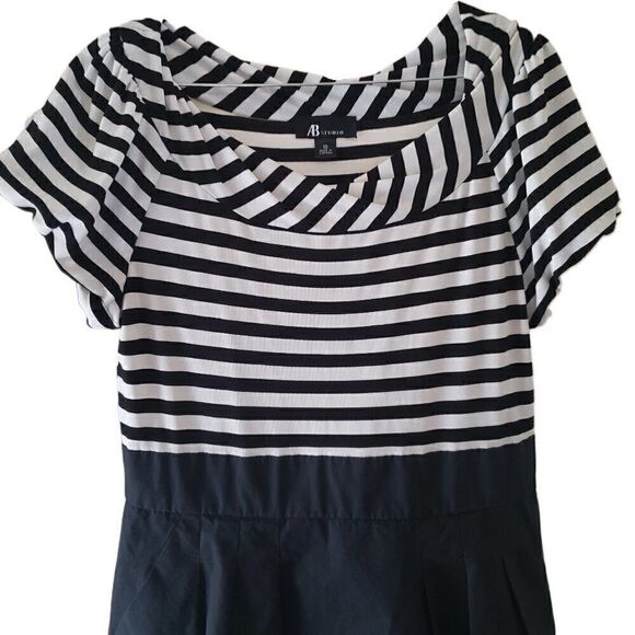 AB Studio Black & White Striped Top & Solid Black Bottom Dress - Picture 3 of 5